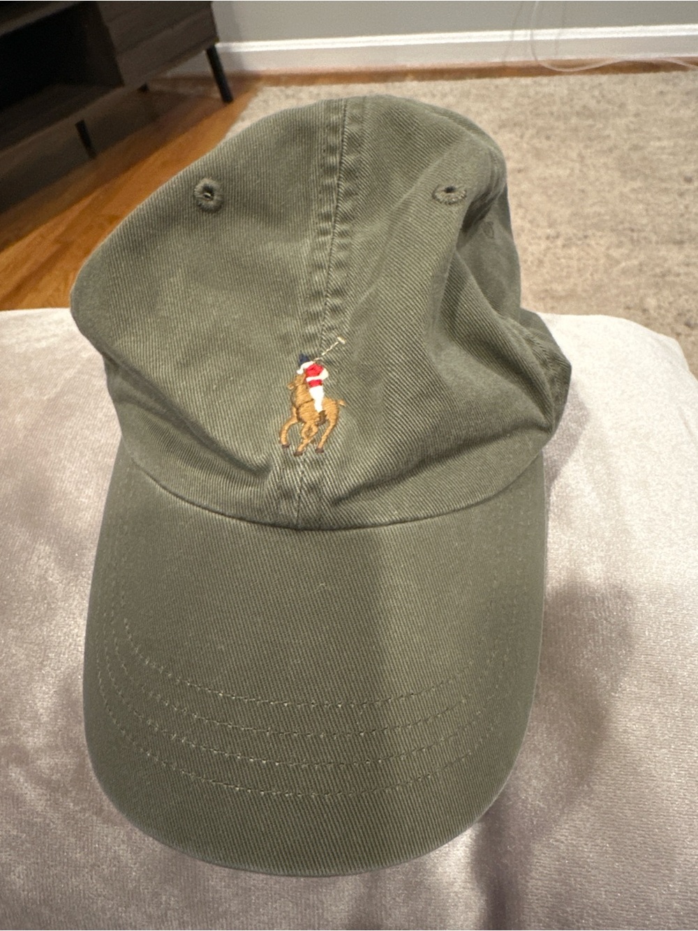 Ralph Lauren Olive Green Cotton Polo Cap with Embroidered Logo